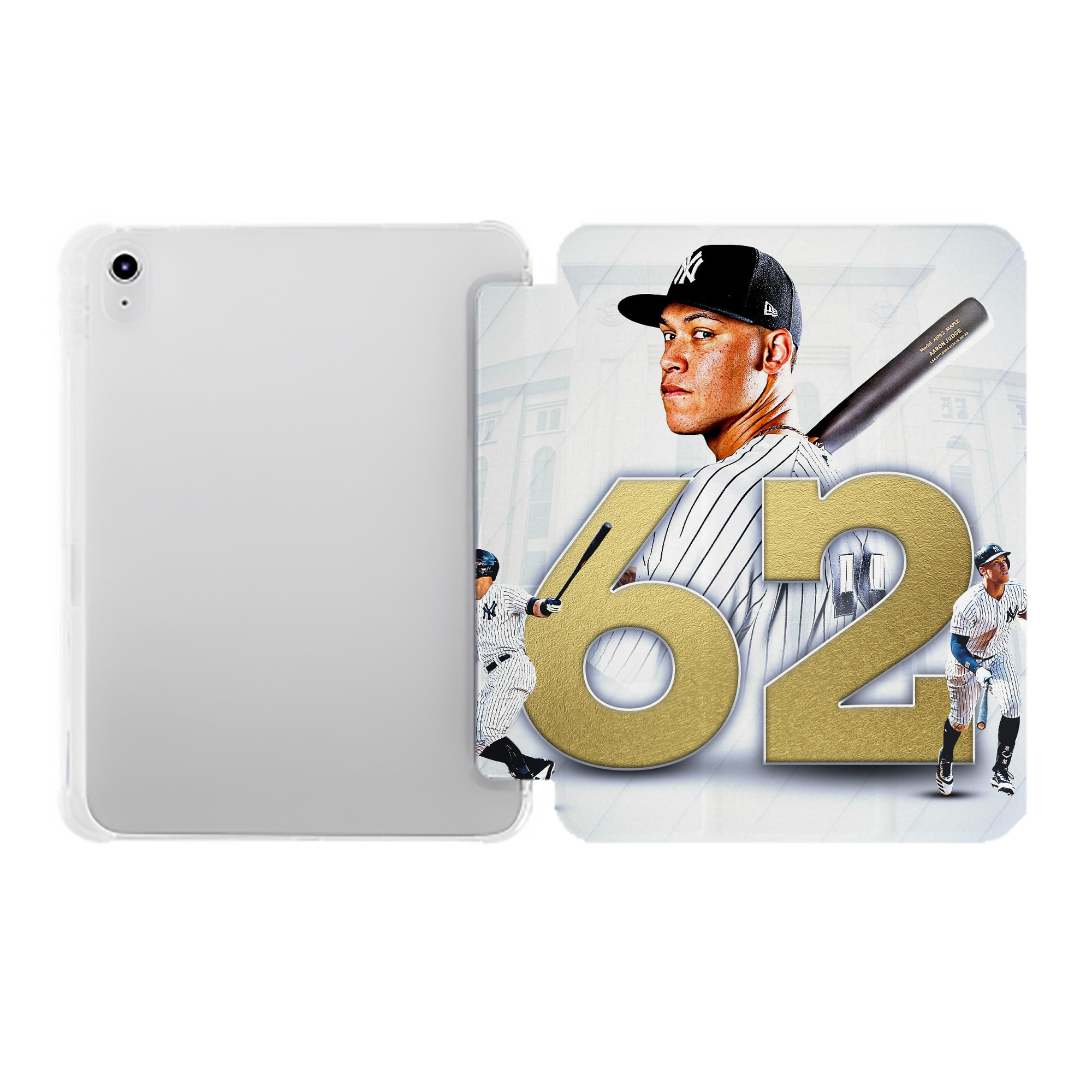 aaron judge 62nd home run Premium Tri-Fold PU Leather & Silicone IPad Case With Pencil Slot – Fits 9.5,10.5,10.9 – Adjustable Stand, Slim, Protective